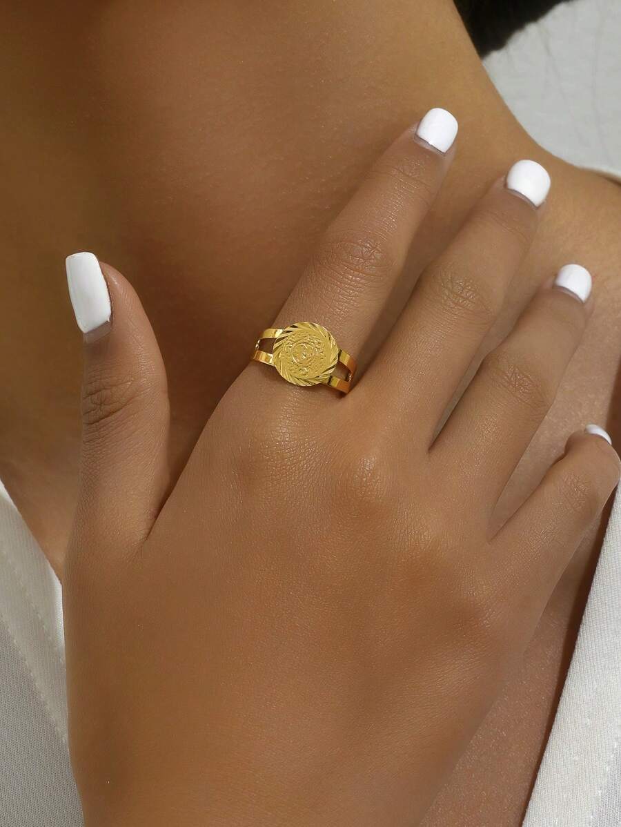 1 buah Cincin Terbuka Minimalis Bermotif Asimetris Vintage Abstrak Gaya Eropa dan Amerika untuk Wanita