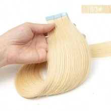 Lsybeauty 20pcs Straight Tape In 100% Remy Human Hair Extension For Salon  Multicolor  Color Bleach Blonde 60# 16-26 Inches Silk Straight Seamless Skin Weft Hair Extension Tape In Hair Tape Ins Hair Extentions - S60 - 查看 2