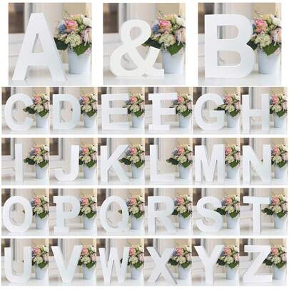 1 件白色英文木质字母装饰摆件，DIY 设计家居装饰工艺品，家居时尚装饰，婚礼庆典装饰，摄影道具最佳生日毕业礼物，适用于婚礼、生日派对、情人节、万圣节感恩节圣诞节、房间装饰、家居装饰