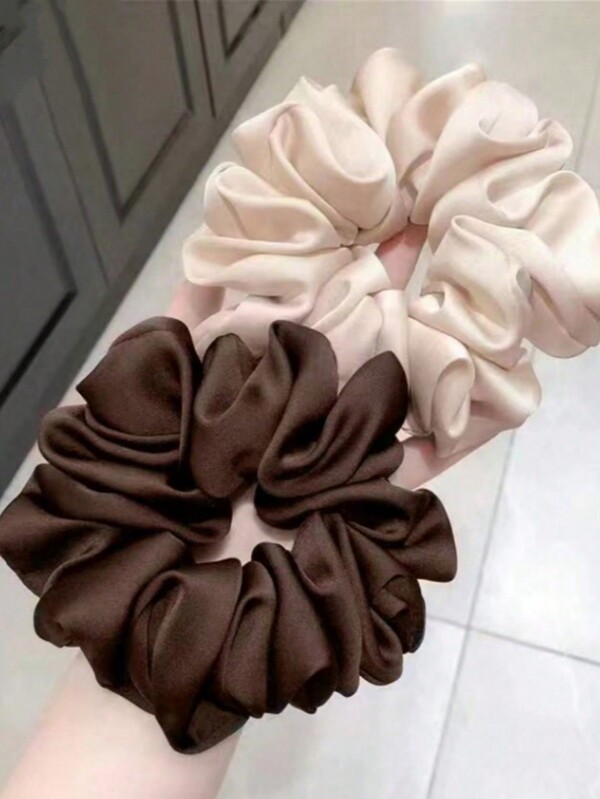 2 szt. ultramiękkich satynowych dużych francuskich gumek do włosów, jednokolorowe gumki do włosów, codzienne