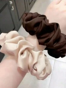 2 chiếc dây buộc tóc kiểu Pháp cỡ lớn bằng satin siêu mềm, màu trơn, phụ kiện buộc tóc đuôi ngựa thường ngày, dây chun co giãn, phụ kiện làm đẹp tóc tại nhà. - Nhiều màu - Xem 2