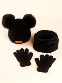 3pcs Kids Winter Knitted Hat, Scarf And Gloves Set, Unisex Warm Accessory Set For Toddlers, Children - Three-piece Knitted Hat - View 19