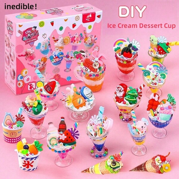 Butter Slime Kit - Mini Kids DIY Dessert Cup, Ice Cream Cup Slime Toys Set, Includes Slime, Butter, Snow Mud And Accessories, Children Birthday Gift, Girls And Boys Party Favor (Random Clay Color/Butter, Random Accessory Style),Slime,Slime Kit,Craft Kit,Bubble Tea,Advent Calendar Girls,Kids Party Favors