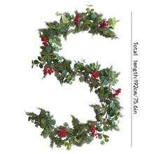 1pc Red Berry Vine, Tropical Leaves & Pine Decor Hanging Ornament, Seasonal Table Centerpiece, Valentine Day, Gift