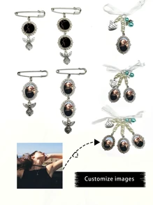 1pc Customized Floral Lapel Pin, Metal Graduation Gift Brooch,Christmas