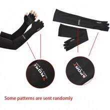 1pair Random Color Arm Sleeves For Cycling Fishing UV Protection With 5-Finger Cuff - Black - View 2