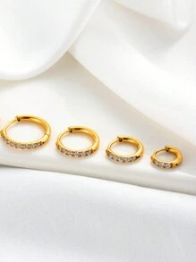 14K Gold Plated Stainless Steel Huggie Hoop Earrings,Dainty Pave Cubic Zirconia Cartilage Tiny Earring For Sensitive Ears Hypoallergenic Lightweight For Women Banquet Date Gift Fashion Jewelry For Multi-Party Wear 6mm 8mm10mm12mm Multiple Sizes