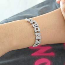 Customized Jewelry Christmas Gift Slide Chain Double Layered CZ Bubble Name Letters Charm Petsonalized Bracelet Silver Stylish,Simple,Vintage,Old Money,Cuties Custom,Personalized,Unique Ideal Gifts For Him,Ideal Gifts For Her Her,Boyfriend,Girlfriend,Dad,Mom,Family,Friends,Pets,Son,Daughter,Grandparents For Anniversaries,For Birthdays,For Daily Wear,For Weddings,For Graduation,For Prom,For Party - Multicolor - View 4