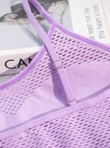 EMUPER 新款性感网纱内衣，时尚火辣女士吊带背心 - 紫色 - 查看 5