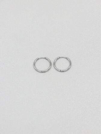 HENGKE 2pcs 0.8mm 20g Stainless Steel Thin Hoop Earrings