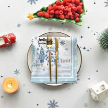 1pc Rectangular Christmas Tablecloth, Christmas Tree & Snowman Decorative Washable Table Cover For Dining Room, Kitchen, Party, Picnic, Home Decor