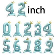 1 件 42 英寸蓝色立式底座皇冠数字 0-9 周年生日派对节日婚礼装饰 - 藍色 - 查看 3