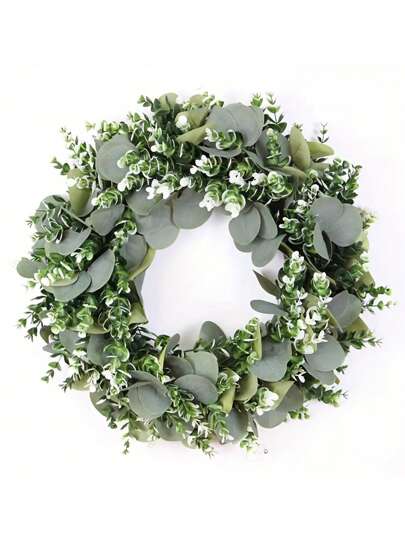 1个仿真花环 - 非常适合复活节和感恩节装饰 | 易于悬挂的绿色叶子设计，最佳家居装饰，圣诞装饰，房间装饰，冬季圣诞装饰，家居圣诞礼物，圣诞装饰