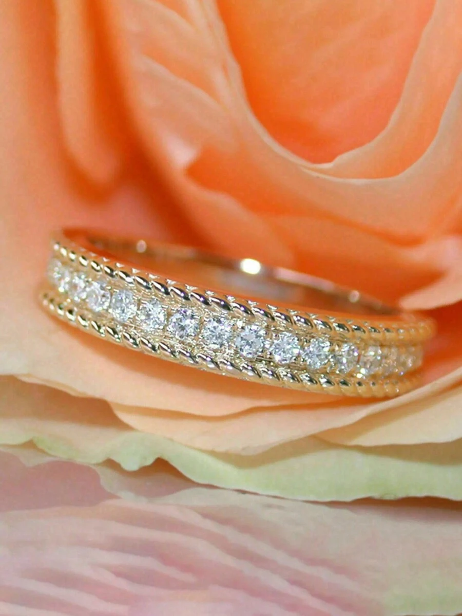 1 Chiếc nhẫn Cubic Zirconia quyến rũ dành cho phụ nữ dùng để trang trí tiệc cưới, đính hôn, quà tặng ngày lễ tình nhân - 1 # - Xem 1