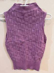 Cropped Tank Top Women's Knit Blouse 3D Knitting Summer Fashion 2024 Knitting Blogger Secretary - trái cam - Xem 6