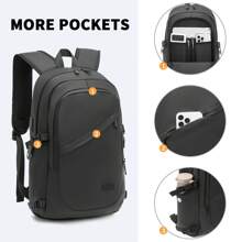 Business Travel Laptop Backpack With USB Charging Port Lightweight Water-Resistant Computer Rucksack Fits 15.6 Inch Laptop Unisex PVC Coated School Backpack For Men And Women - Black - View 7