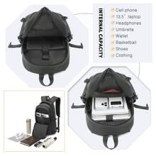 Business Travel Laptop Backpack With USB Charging Port Lightweight Water-Resistant Computer Rucksack Fits 15.6 Inch Laptop Unisex PVC Coated School Backpack For Men And Women - Black - View 8