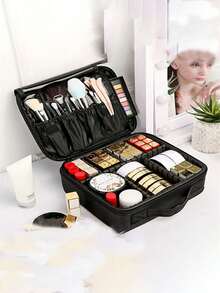 1 件便携式旅行化妆包 - 宽敞的双层设计，配有可调节隔板，防水轻质混合材料，是青少年的完美化妆品收纳袋，绝佳的礼物创意 - 彩色 - 查看 11