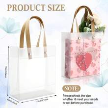 60pcs Small Gift Bag, Candy Bag, Souvenir Wedding Birthday Holiday Gift Wrapping, Mini Bag, Clear Tote Bag, Halloween Christmas Valentine's Day, PVC Bag With Handle - Clear - View 3