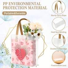 60pcs Small Gift Bag, Candy Bag, Souvenir Wedding Birthday Holiday Gift Wrapping, Mini Bag, Clear Tote Bag, Halloween Christmas Valentine's Day, PVC Bag With Handle - Clear - View 2