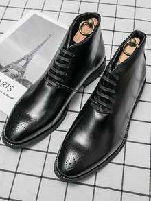 Giày bốt da công sở buộc dây cỡ lớn, giày da cổ cao thời trang, giày bốt cổ ngắn mùa đông. Thích hợp cho Tết Nguyên đán, Ngày lễ tình nhân, thanh thiếu niên, thường ngày hoặc ngoài trời, thể thao hoặc du lịch, tốt nghiệp, phụ kiện váy sinh nhật - màu đen - Xem 5