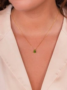 经典简约 S925 纯银诞生石吊坠项链，适合送礼、约会、派对、日常佩戴、订婚、婚礼、新娘首饰，女士款，随机盒装