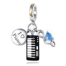 1 Piece Of Music Series Headphones, Guitar, Electronic Keyboard Charm Silver Plated Suitable For Original Bracelet Necklace DIY Jewelry