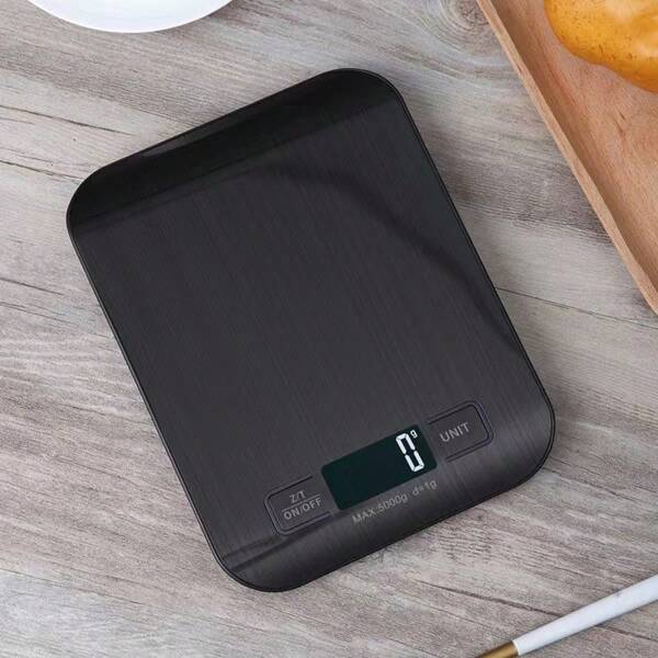 1pc 5kg/11lbs Balança de cozinha digital de aço inoxidável, balança de alimentos com visor LCD, balança dietética multifuncional para assar, sem bateria incluída