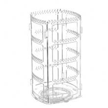 360 Degree Rotating Stand 4 Tier Jewelry Display Rack For Earrings Bracelets Necklaces - White - View 2
