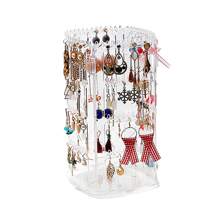 360 Degree Rotating Stand 4 Tier Jewelry Display Rack For Earrings Bracelets Necklaces - White - View 3