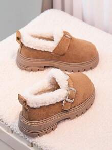 1 Pair Fashionable & Comfortable Casual Shoes For Boys & Girls, Warm Shoes - Khaki - View 1