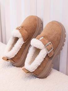 1 Pair Fashionable & Comfortable Casual Shoes For Boys & Girls, Warm Shoes - Khaki - View 3