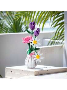 1 set de blocs de construction floraux, série de fleurs colorées pour le DIY, comprenant Bella Flower, Marguerite, Tulipe, Kapok, Pivoine Œillet, Orchidée Papillon, 1 set de 10 fleurs avec plus de 1000 pièces au total. Idéal pour les vacances, la Fête des pères, la Fête des mères, les mariages, la décoration de mariage, les cadeaux de remise des diplômes.