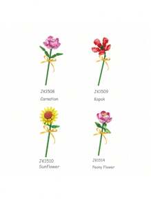 1 set de blocs de construction floraux, série de fleurs colorées pour le DIY, comprenant Bella Flower, Marguerite, Tulipe, Kapok, Pivoine Œillet, Orchidée Papillon, 1 set de 10 fleurs avec plus de 1000 pièces au total. Idéal pour les vacances, la Fête des pères, la Fête des mères, les mariages, la décoration de mariage, les cadeaux de remise des diplômes.