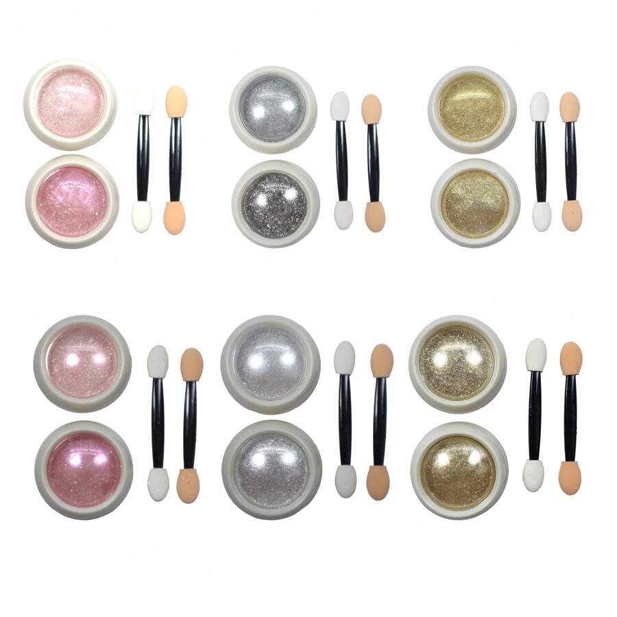 Chic & Fun Kit 12 Pots Of Holographic Chrome Powder Metallic Glitter Nails - HS-802 - Xem 1