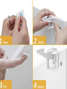10 Pcs Baby Lock Hidden Design No Tool Needed Baby Proofing Cabinet Latch Locks, Child Home Products For Drawer Cupboard Doors Baby Shower Family Decorations Gifts - White - View 11