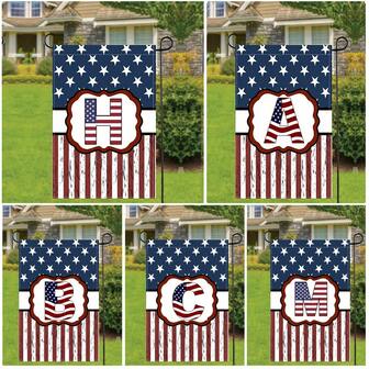1pc, Patriotic Decorative Flag, Initial 26 A-Z Letter Garden Flags With Monogram M Double Sided American Independence Day Flag Welcome Burlap Garden Flags