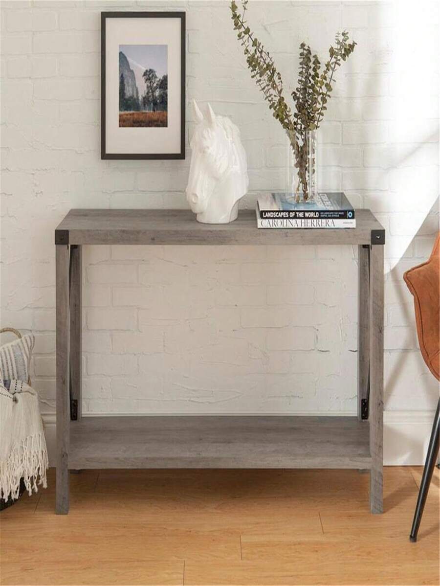 Walker Edison AF46MXETST 46 In. Rustic Farmhouse Entryway Table, Stone