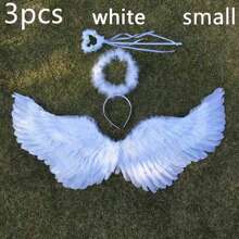 3 件套翅膀套装，天使翅膀，舞台表演道具，服装装扮道具万圣节 - 白色 - 查看 11