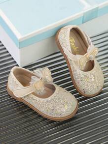 Sapatos Planos de Princesa com Sola Macia e Decoração de Laço para Garotinhas, Primavera Outono