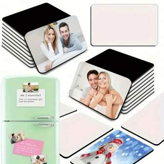 10 Pieces Rubber Square Sublimation Blank Fridge Magnets Set, Personalised Decorative Fridge Magnets For Kitchen, Office Whiteboard, Storage Cabinet, Dishwasher - Great For Christmas, Father's Day, Mother's Day, Graduation Gifts