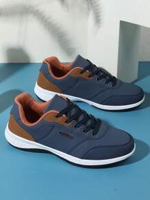 Men's Sports Shoes, Outdoor Casual Shoes For Middle School Students, Teenagers, Skate Shoes, Leather Surface Waterproof, Leisure Sports Sneakers, Soft Sole, Anti-Slip, Work Shoes - Blue - View 9