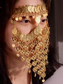 1pc Sexy Dramatic Gold Color Tassel & Coin Veil Earring Jewelry For  Women - Gold - View 7