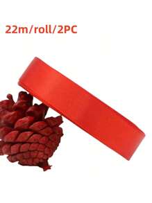 2 piezas de cintas, cintas para cajas de regalo, cintas para decoración de árbol de Navidad, cintas para decoración de fiesta de cumpleaños, cintas para regalo de boda, cintas rojas para envolver regalos, utilizadas para hacer accesorios para el cabello, lazos, ramos, cintas para pasteles (22m de largo, 2cm de ancho)