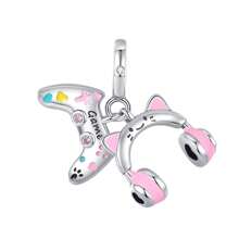 1 Piece Of Music Series Headphones, Guitar, Electronic Keyboard Charm Silver Plated Suitable For Original Bracelet Necklace DIY Jewelry