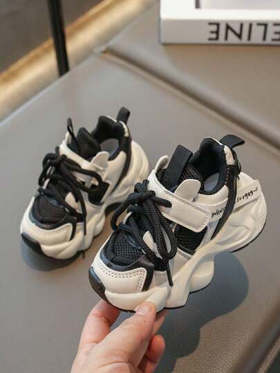 Infant Stylish Contrast Color Cute Pink Sports Shoes, Soft Comfortable Anti-Slip