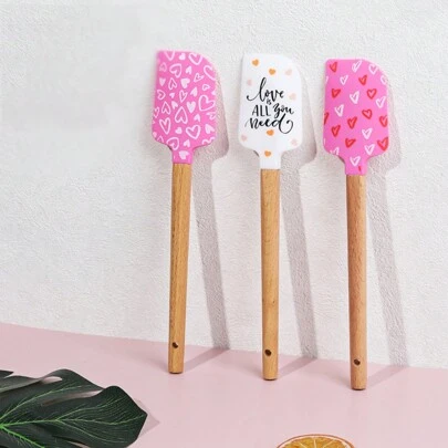 3pcs Silicone Spatula Set, Heat-Resistant Cream Scraper, Mini Silicone Butter Knife, Jam Spreader, Baking And Kitchen Tools