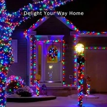 1 Đèn dây năng lượng mặt trời 100 bóng LED dài 39ft với 8 chế độ chiếu sáng cho sân vườn ngoài trời, hiên nhà, ban công, Giáng sinh, đám cưới, tiệc tùng (Trắng ấm/Nhiều màu) - Nhiều màu - Xem 8
