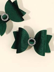 2pcs Dark Green Hair Bows For Women Solid Color Bow Alligator Clips With Swallow Tail Rhinestone Pinwheel Bow Barrettes Elegant Bow Hair Clips Plain Bow Hair Clips Women Fashion Hair Accessories,Hair Barrettes Claw Clips
