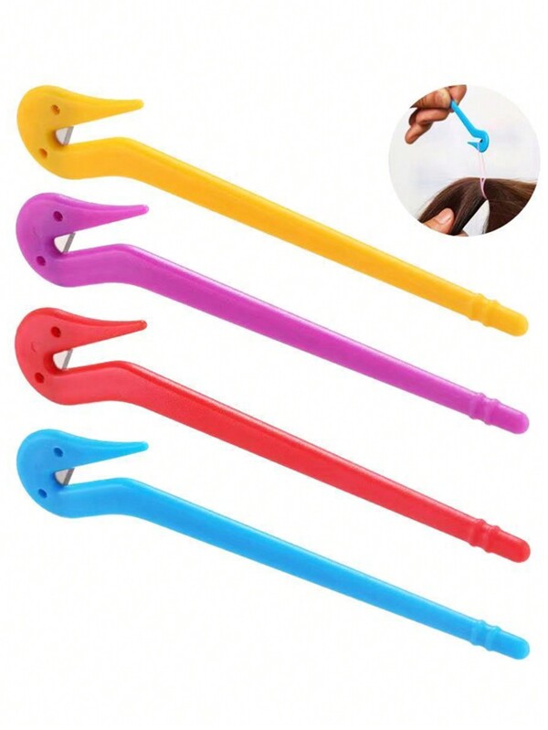 Juego de 4 cortadores de coleta minimalistas y creativos, herramienta de accesorio para el cabello no dañina, regalos para mujeres, accesorios rosas para el Día de San Valentín, herramienta de peinado del Día de San Valentín